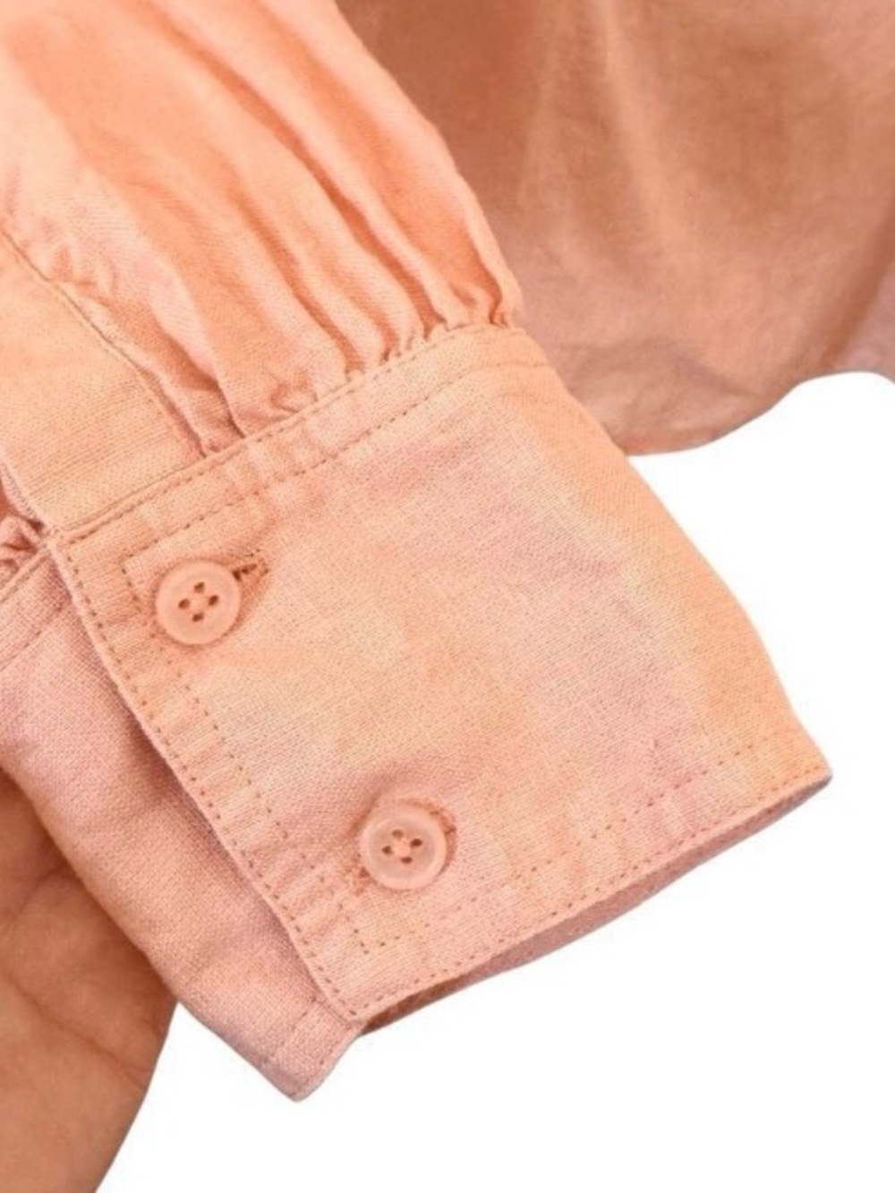 J. Crew Light Peach cabana linen popover top blouse small - Picture 6 of 8
